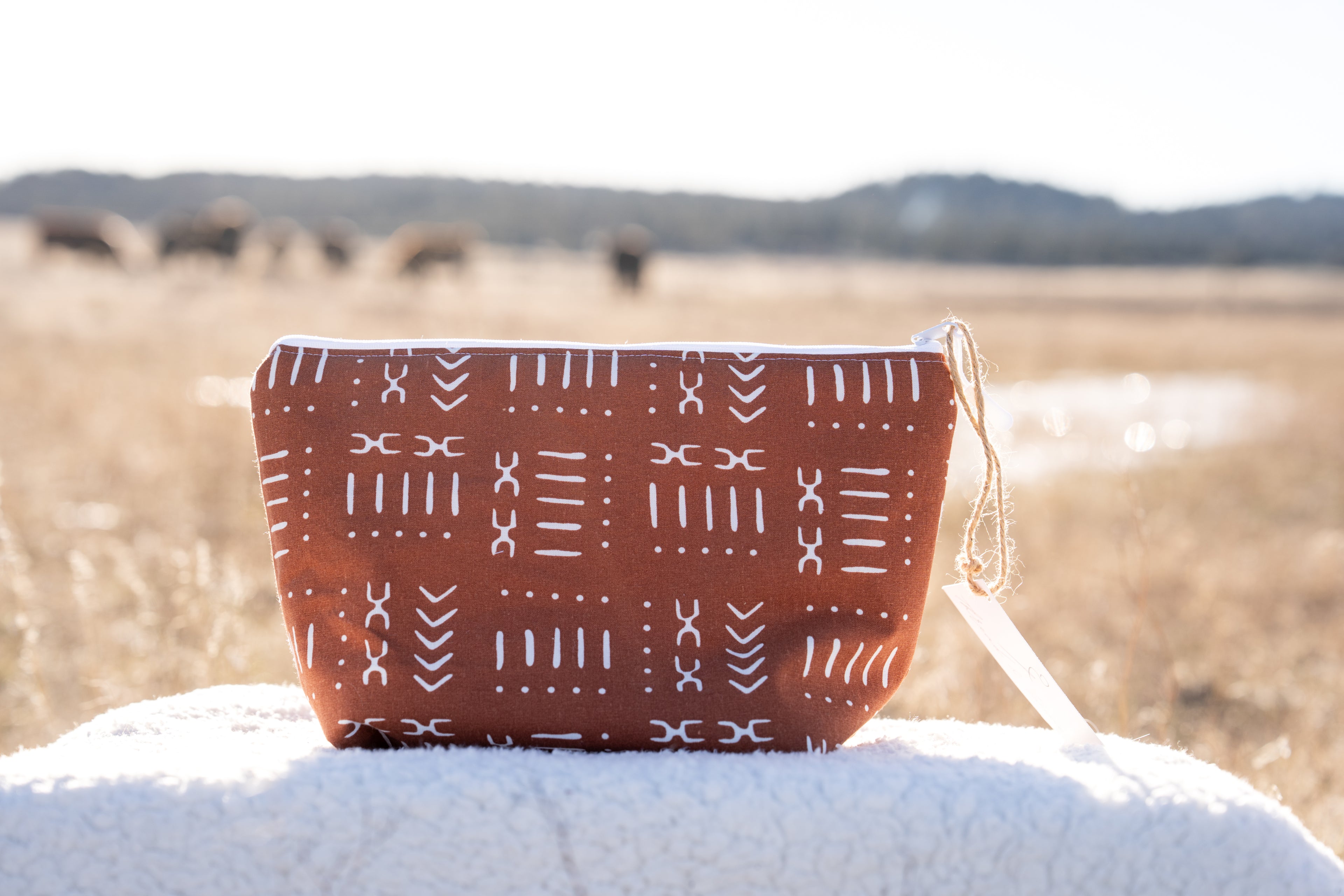 Orange Aztec Makeup Bag