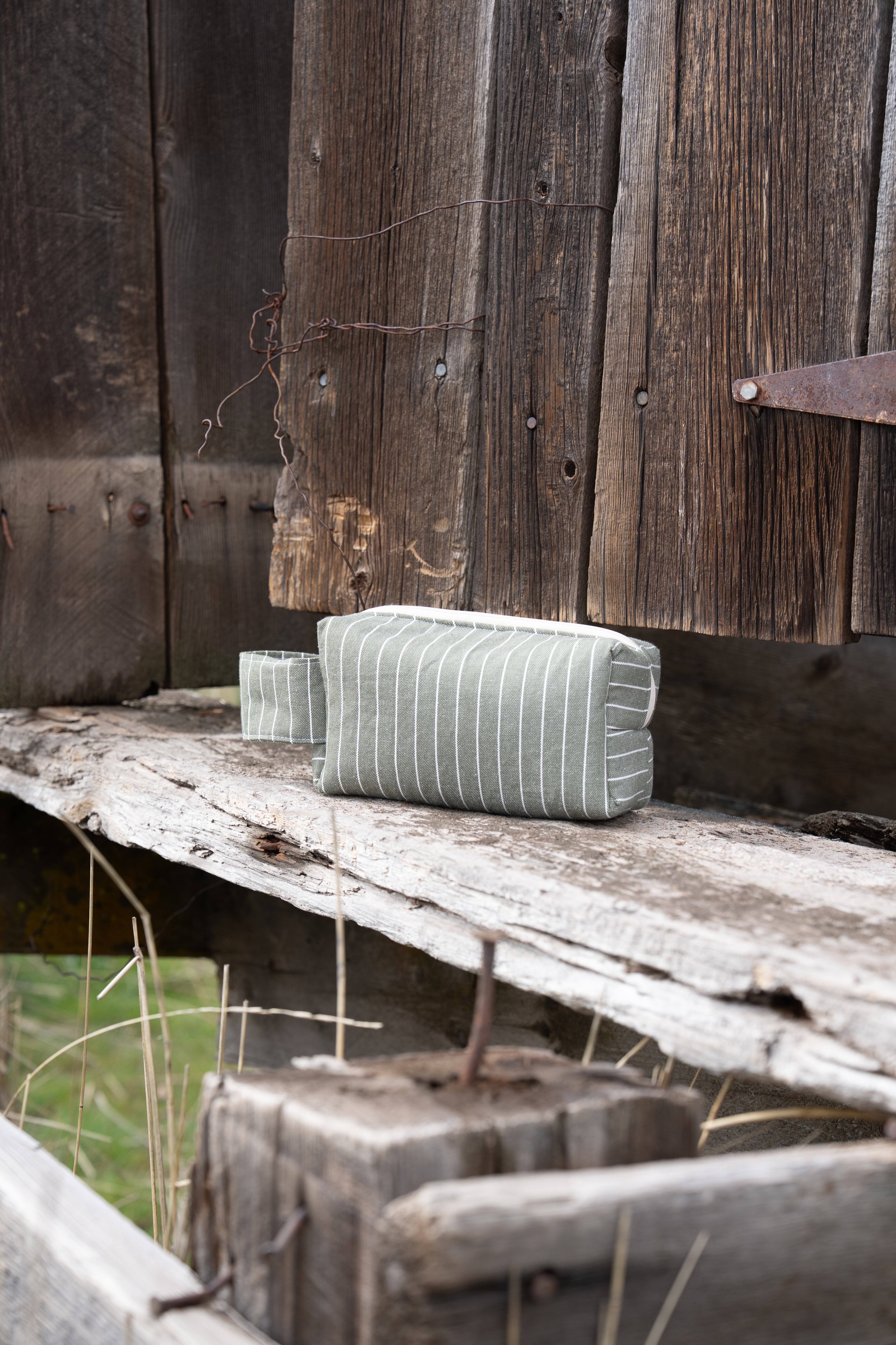 Green and White Stripes Travel Bag