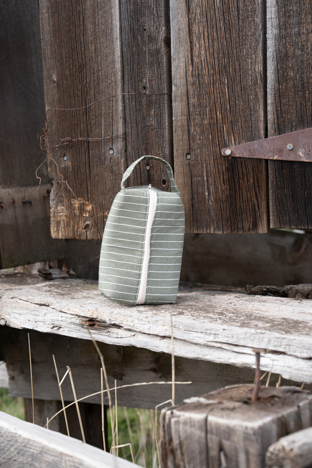 Green and White Stripes Travel Bag