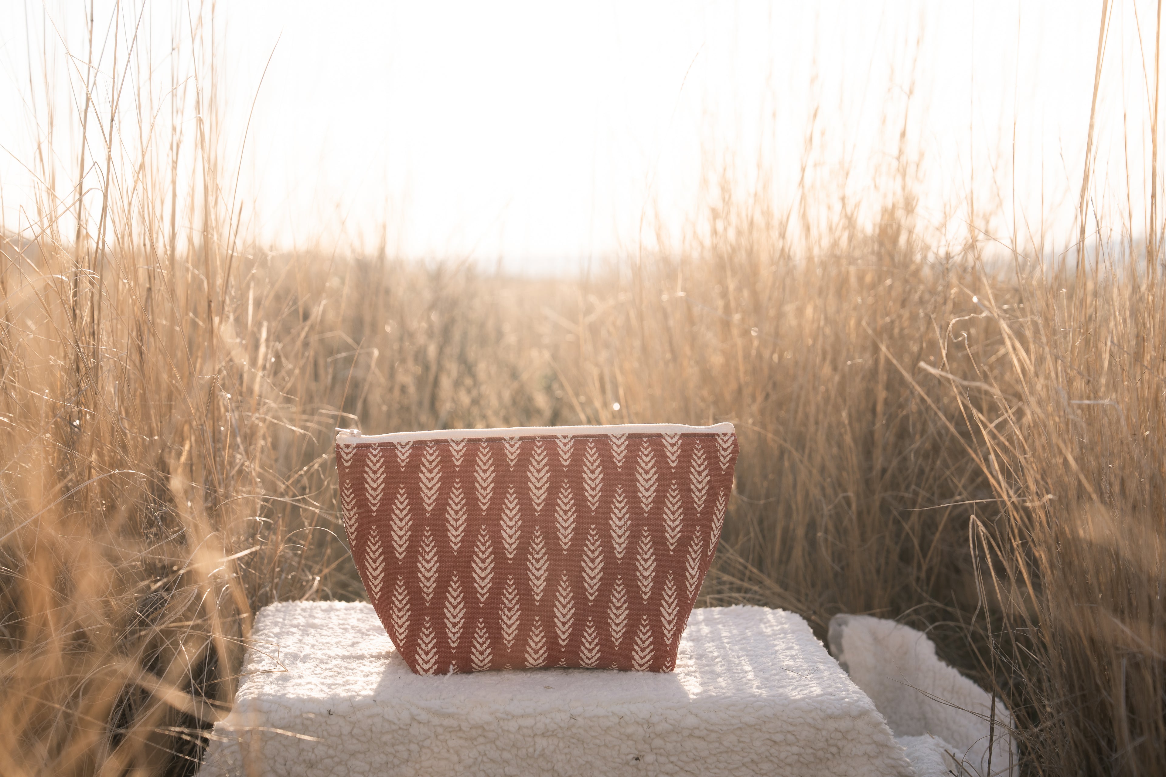 Coral Wheat Makeup Bag
