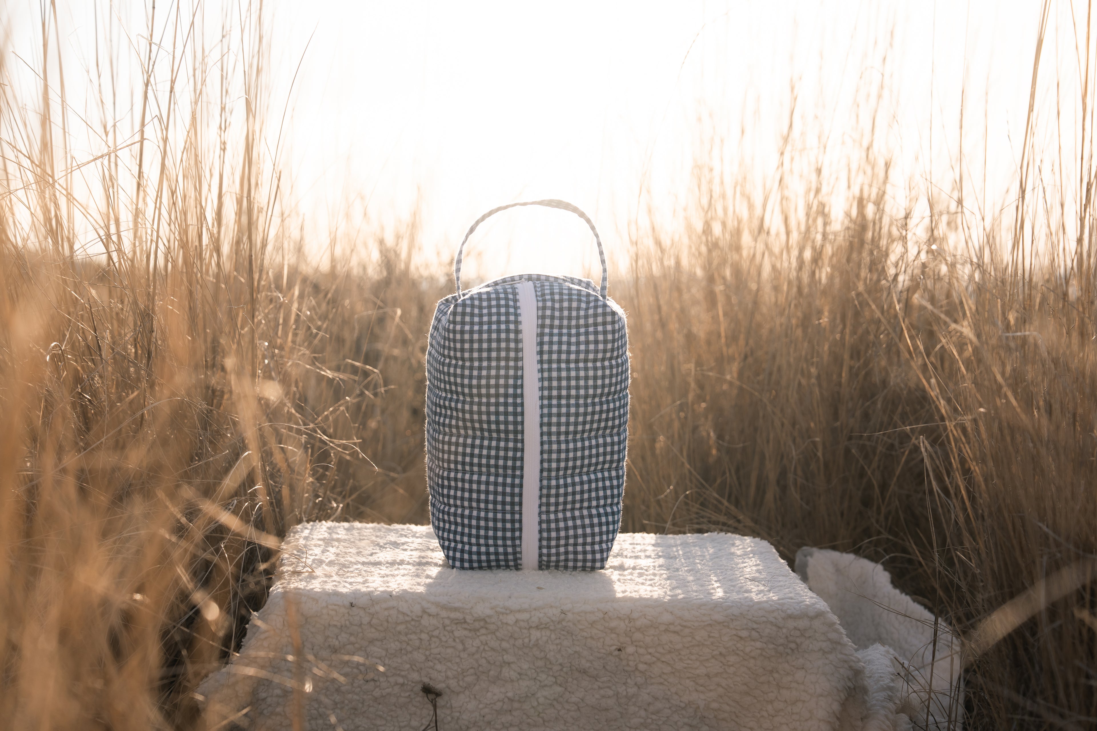 Blue Gingham Travel Bag