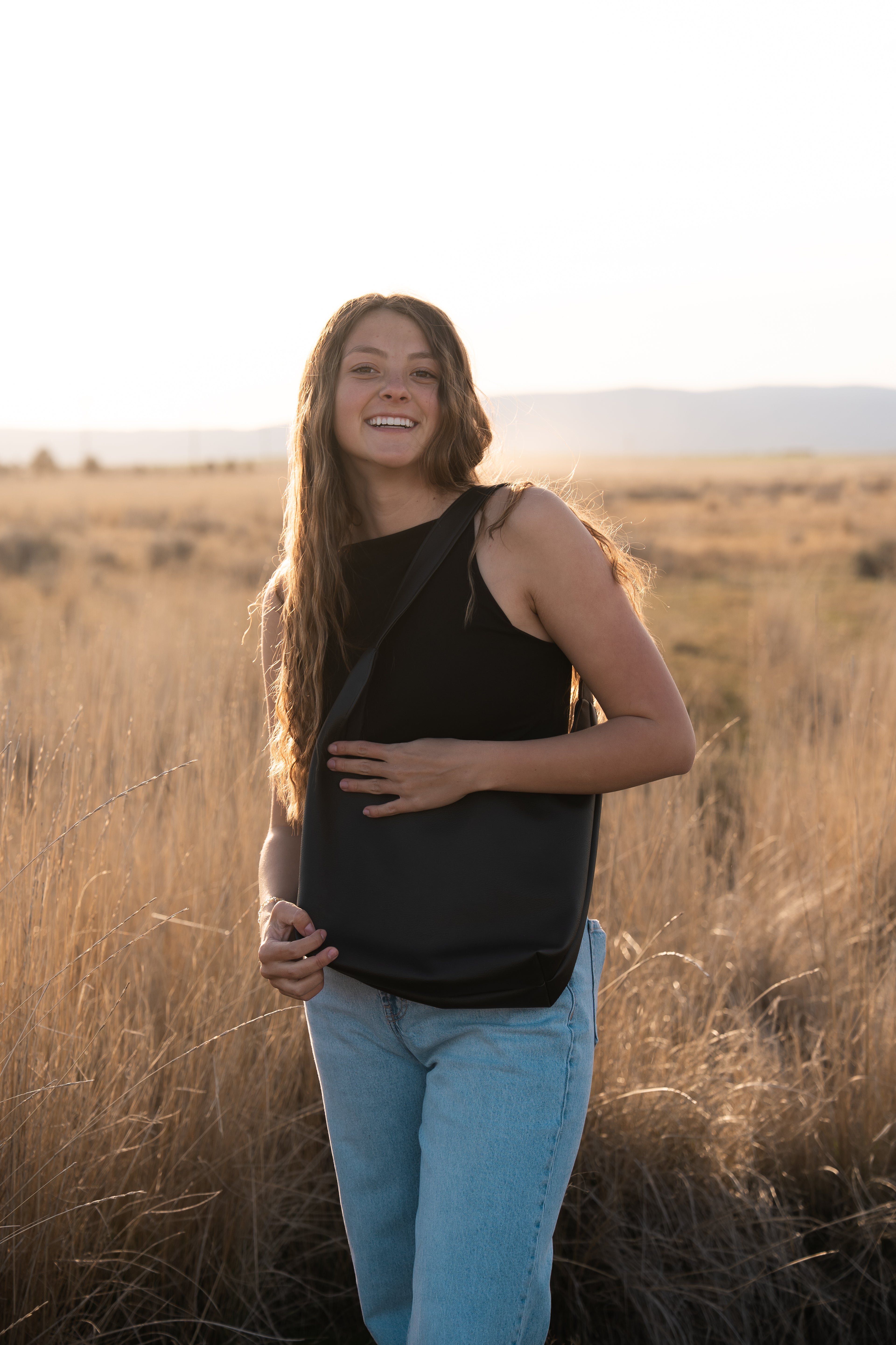 Black Leather Hand Bag