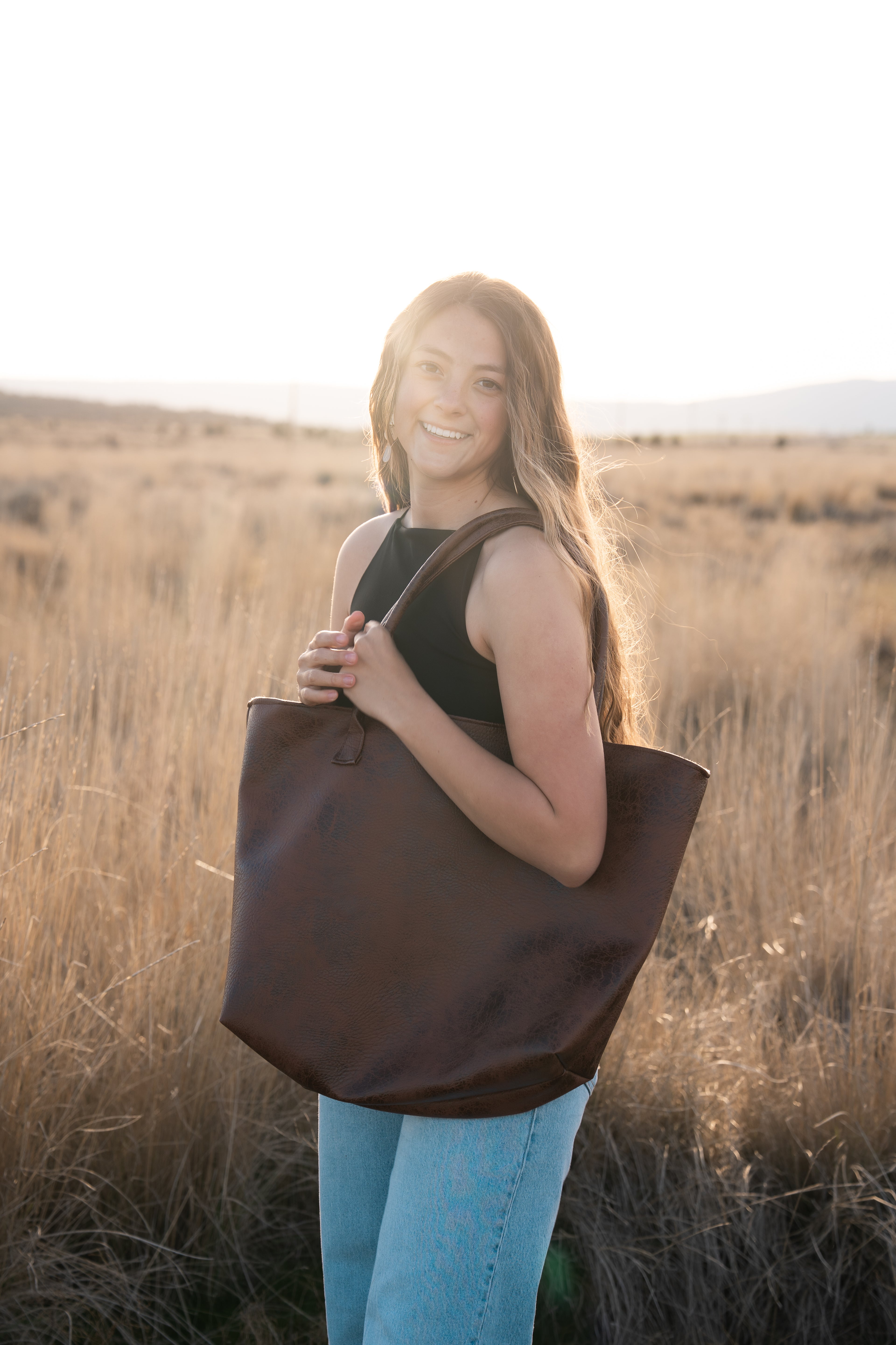 Rustic Brown Leather Tote Bag