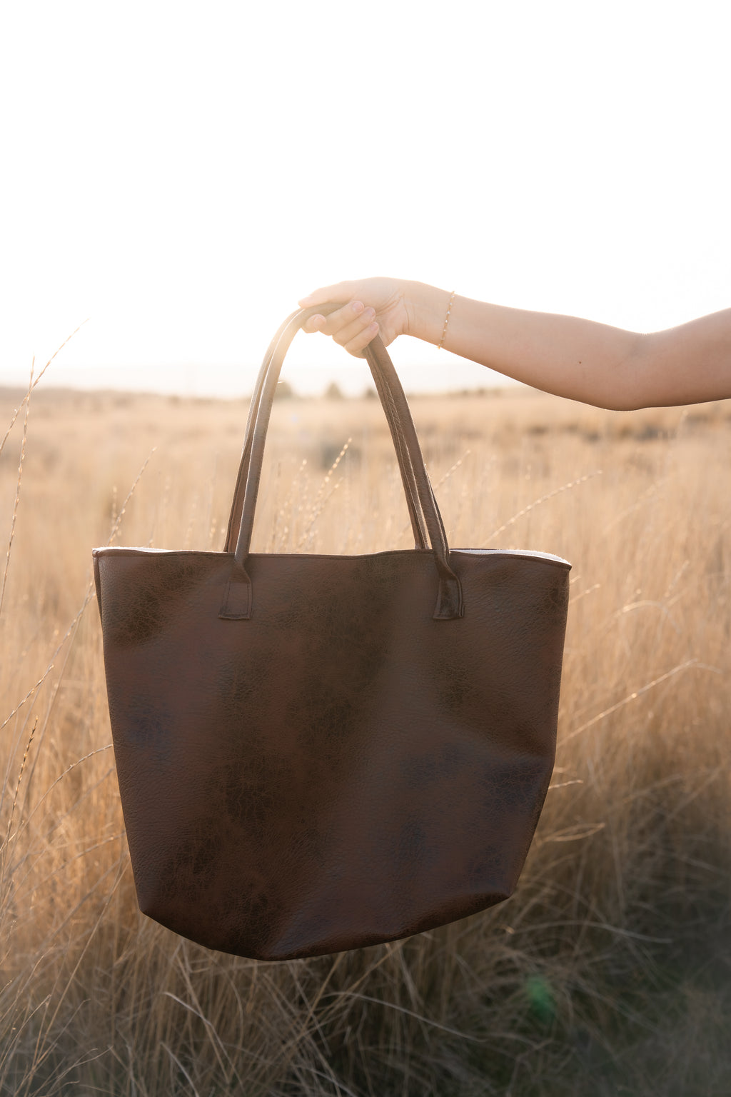 Rustic Brown Leather Tote Bag