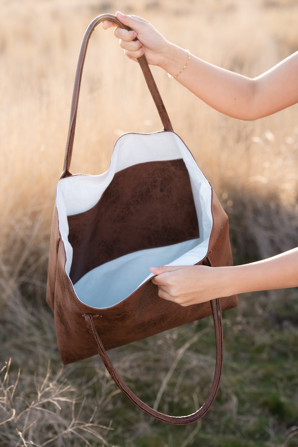 Rustic Brown Leather Tote Bag