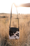 Cowhide with Floral Leather Detail Crossbody Purse