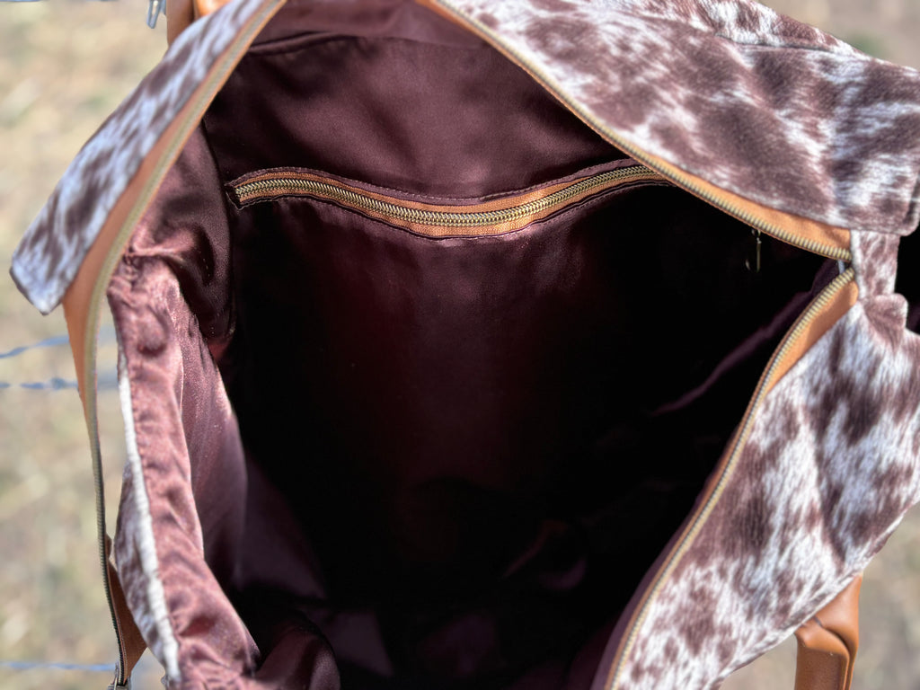 Brown Freckled Cowhide Square Tote