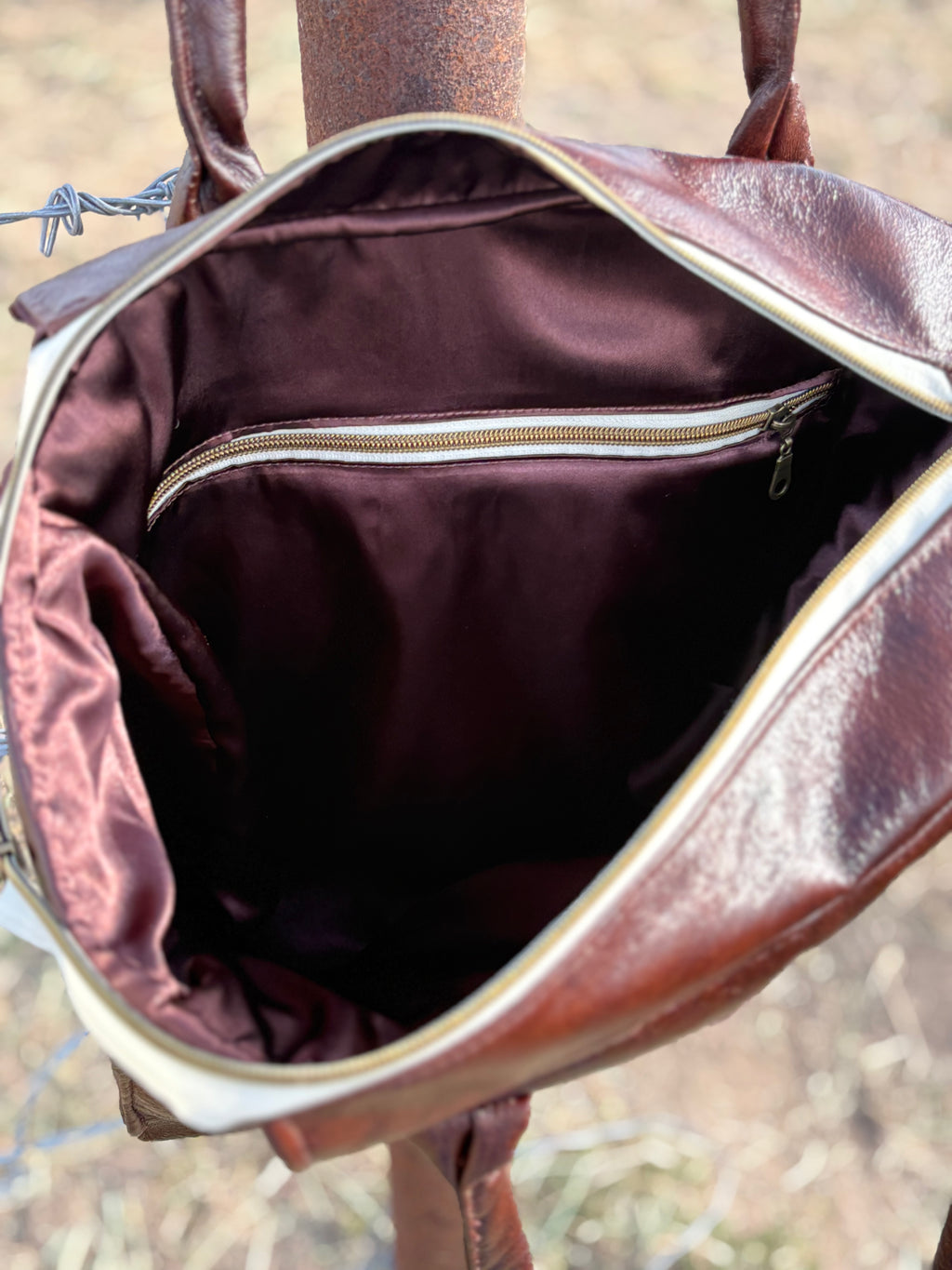 Dark Brown Leather Square Tote