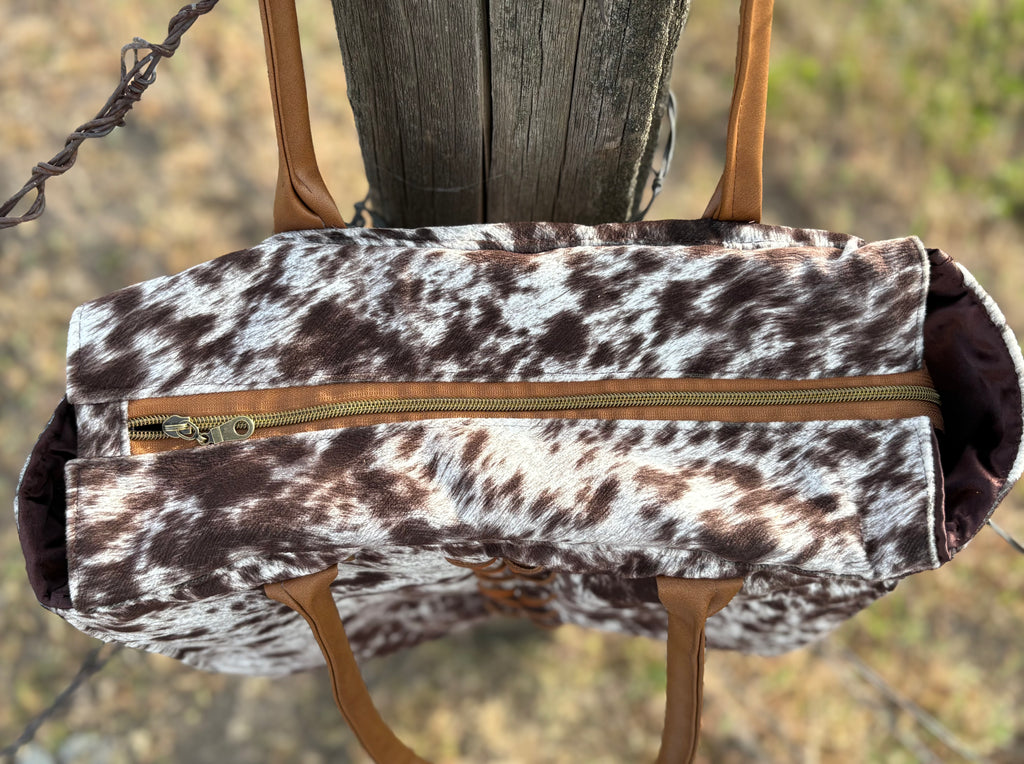 Brown Freckled Cowhide Square Tote
