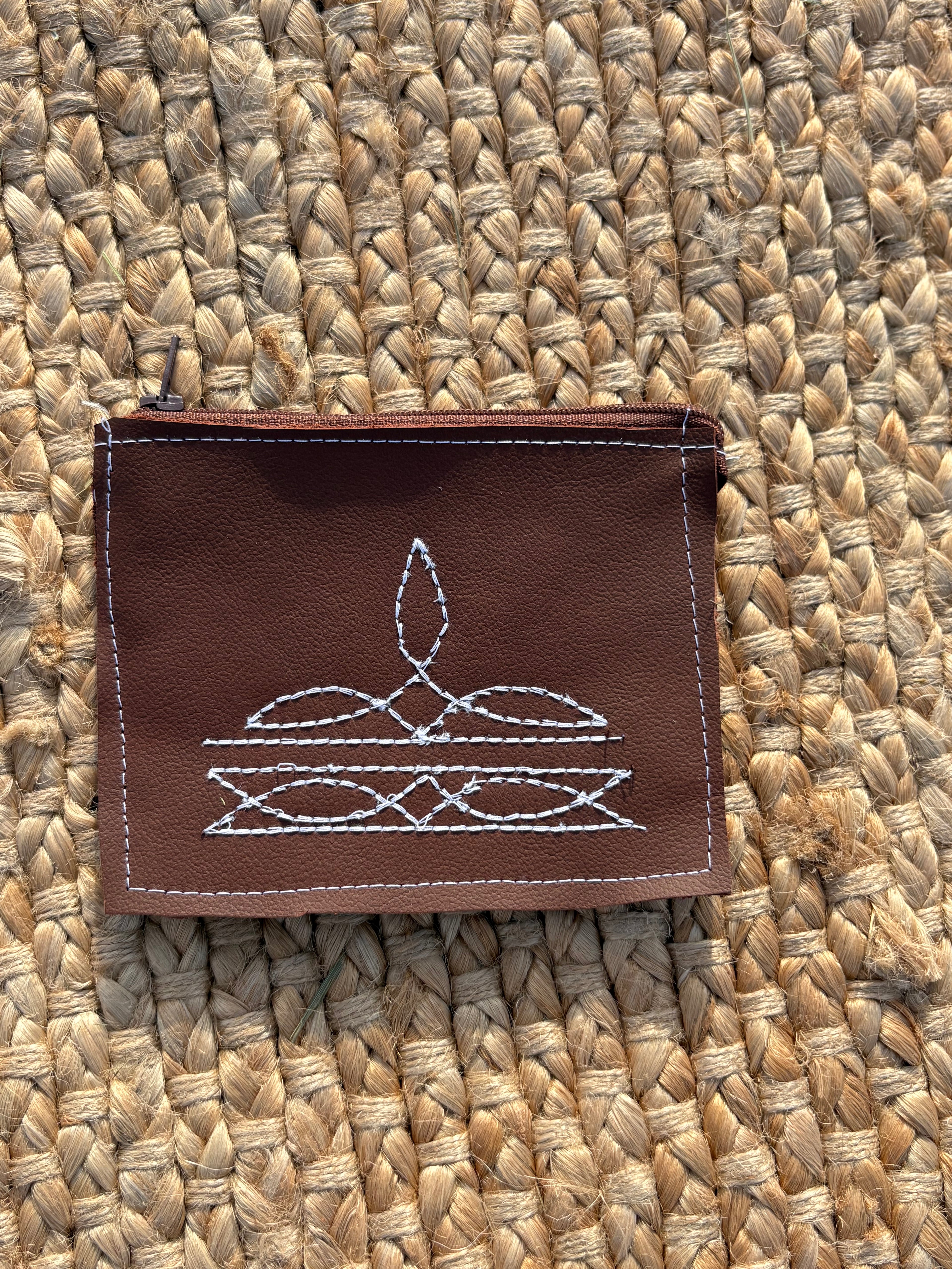 Boot Stitch Brown Card Holder