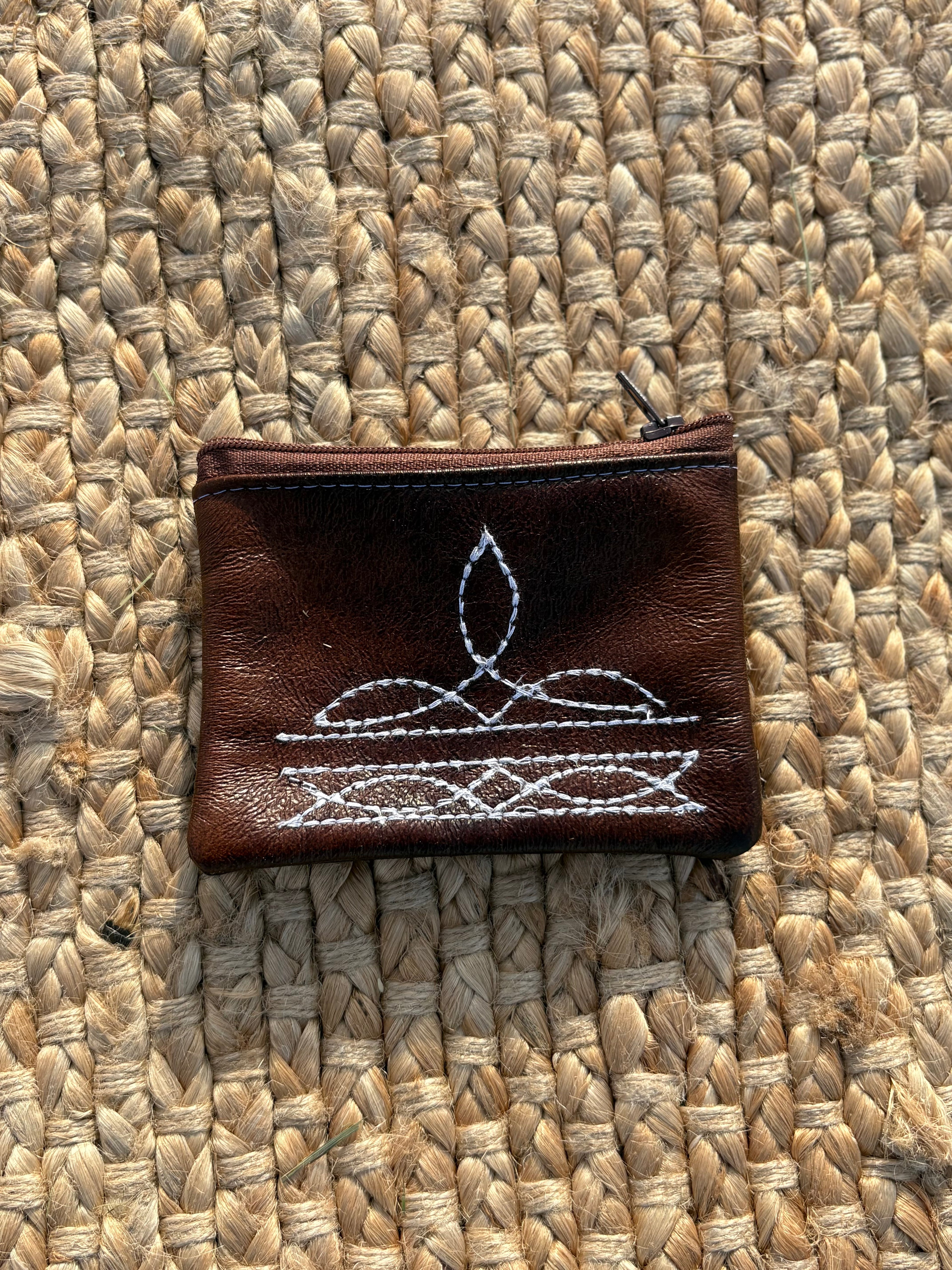 Boot Stitch Dark Brown Leather Card Holder