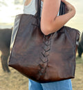 Dark Brown Leather Square Tote
